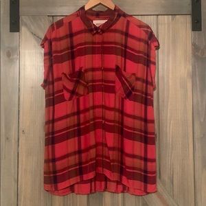 Women’s Short Sleeve Plaid Shirt Size XL